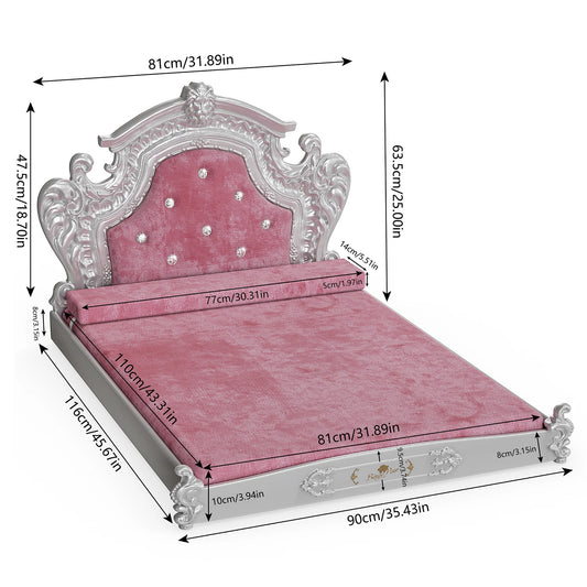BINGOPAW Luxury Pet Bed With Headboard and Washable Velvet Cover