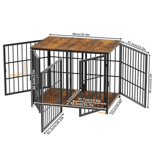 Borwar Furniture Style Dog Crate With Four Doors End Table And TV Cabinet For Indoor Use And Peaceful Nights