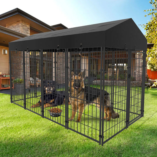 Dog Cage Pet Run Enclosure Playpen With Roof Outdoor