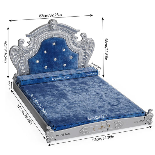 BINGOPAW Luxury Pet Bed With Headboard Dog Cat Bed Dutch Velvet