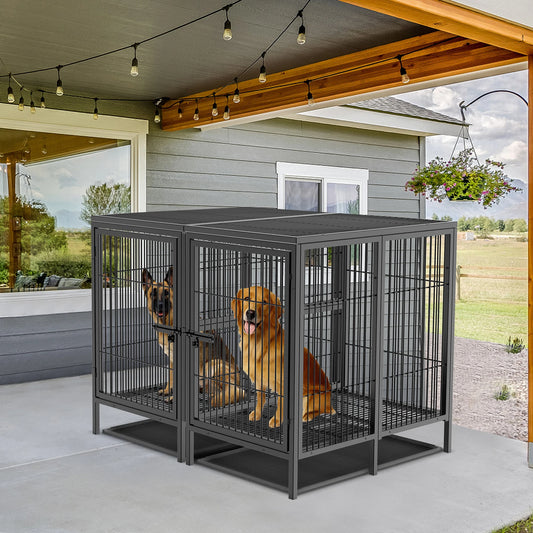 BINGOPAW Heavy Duty Dog Crate With Double Doors And Divider