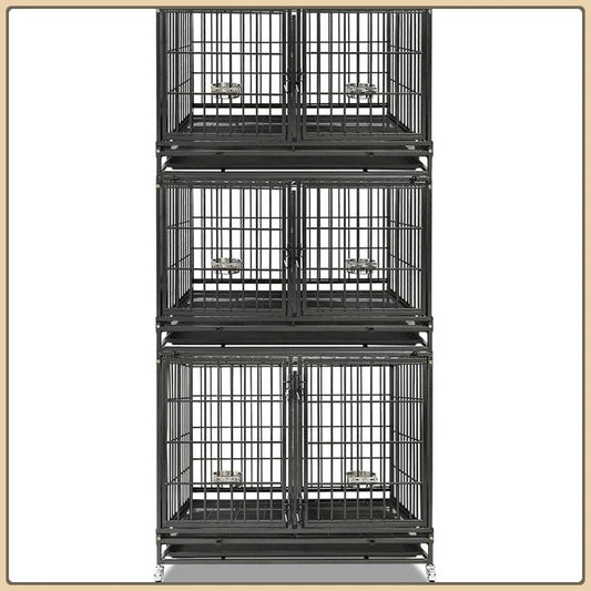 High-Con Concerned Dog Crate Stackable Three-Tier Kennel With Wheels