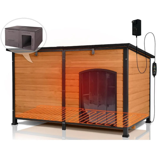 MKDK Heated Dog House With Insulated Liner For Outdoor Use