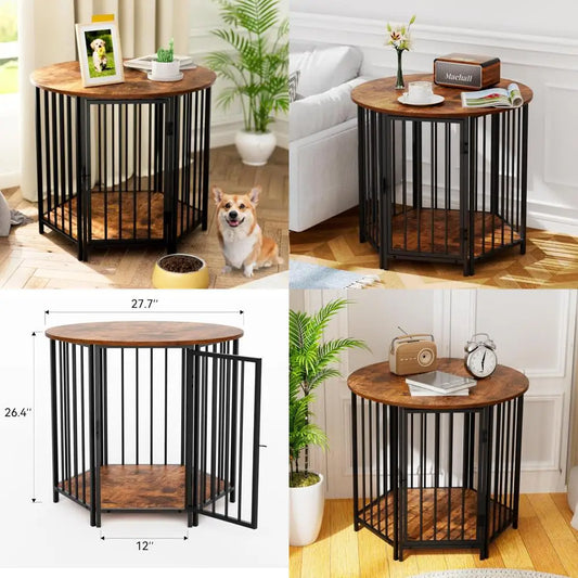 DAFIFY Hexagonal Dog Crate End Table Furniture For Indoor Use